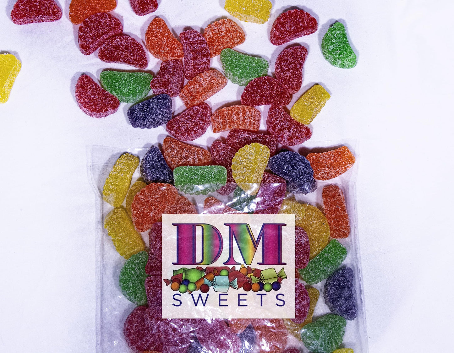 Assorted Fruit Slices - 1 lb of Fresh Sweet Sugar Coated Lemon Cherry Strawberry Orange Jelly Candies