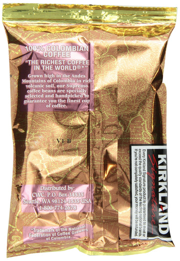 Kirkland Signature Colombian Coffee, Supremo Bean Dark Roast, Fine Grind, 42 Pouches, 1.75 Ounce, Pack of 1