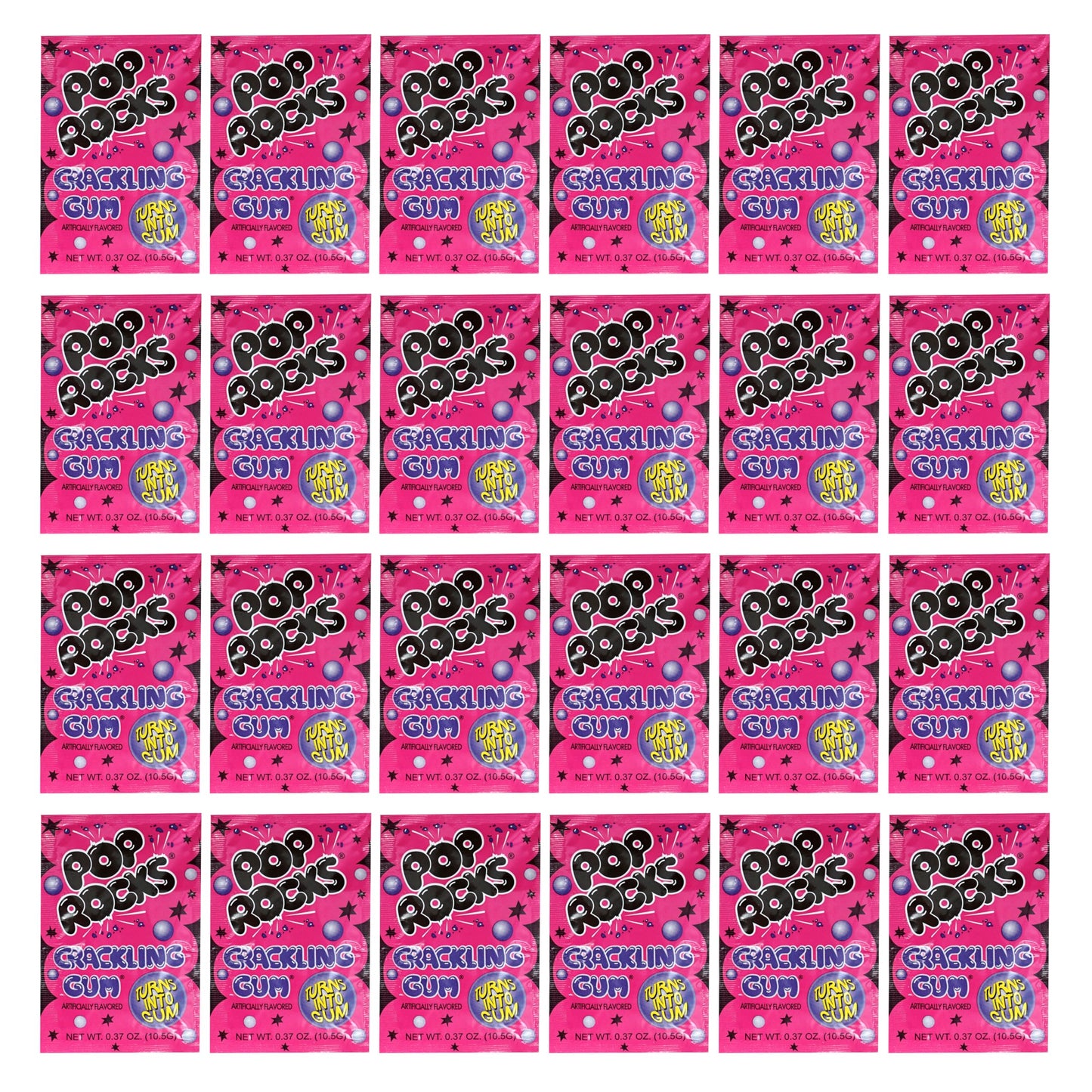 Pop Rocks Bubble Gum, 24 Pack, Popping Candy, Fun Candy