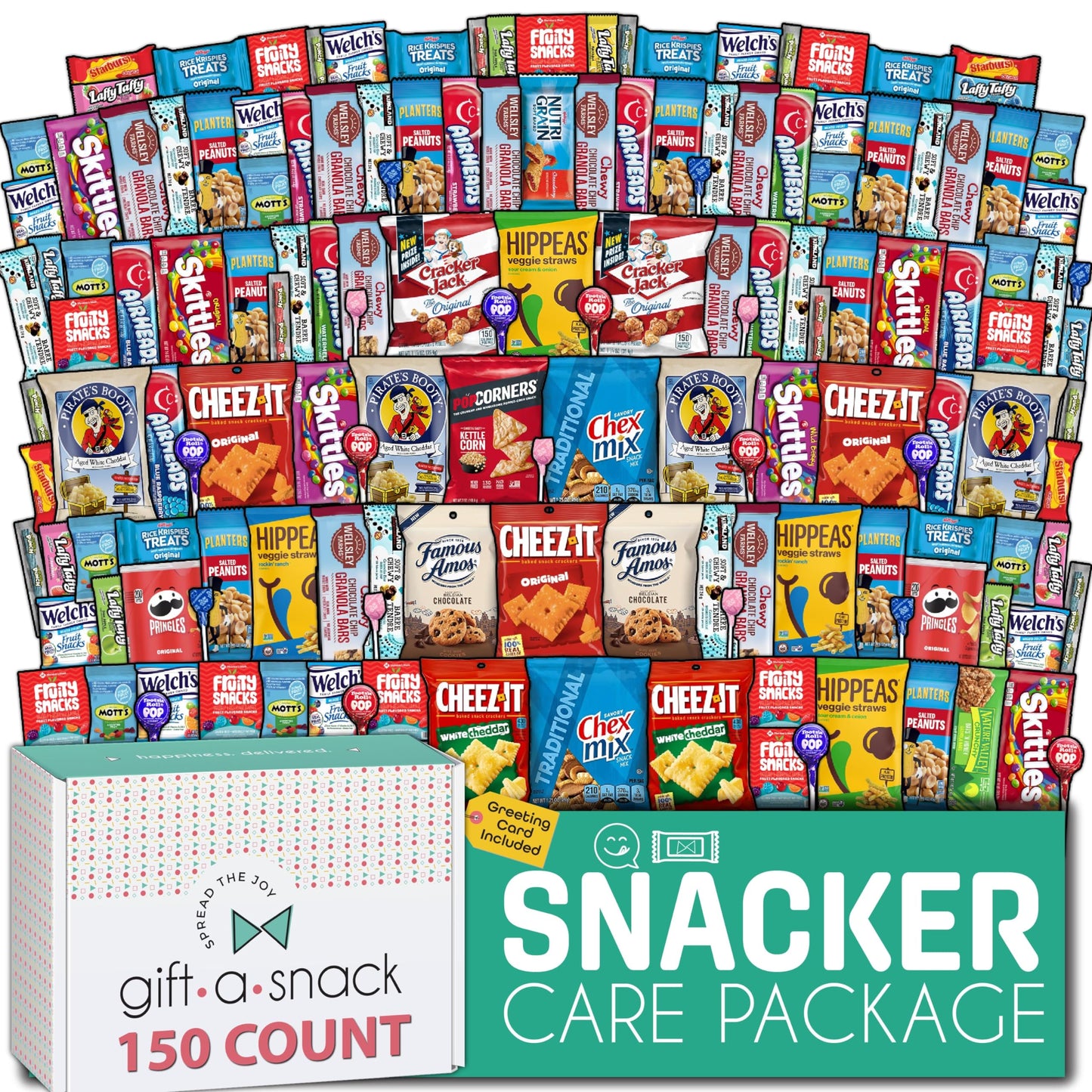 Gift A Snack - Halloween Trick Or Treats Snack Box Care Package Variety Pack + Greeting Card (150 Count) Birthday Sweet Treats G