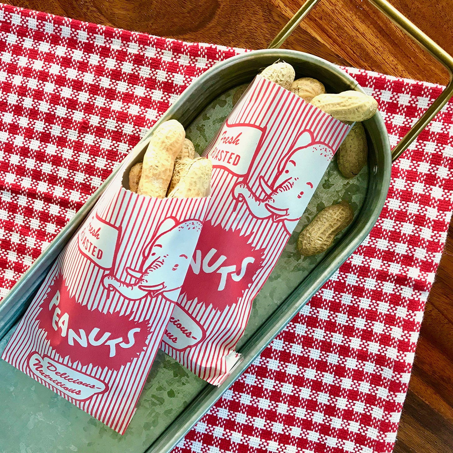 Outside The Box Papers Popcorn Bags Peanut Sacks And Striped Paper Straws 36 Of Each Bag And 25 Of Each Straw Red, White, Blue
