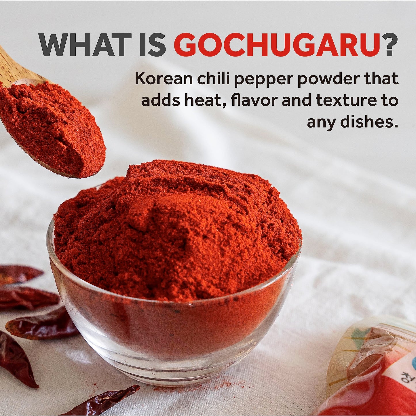 Chung Jung One OFood Gochugaru Korean Red Chili Pepper Powder - [1.1 lb] enhanced Sun-Dried Bidan Chili Flakes  Authentic Korean Spice for Kimchi & Cooking - [1 Pack - Fine]
