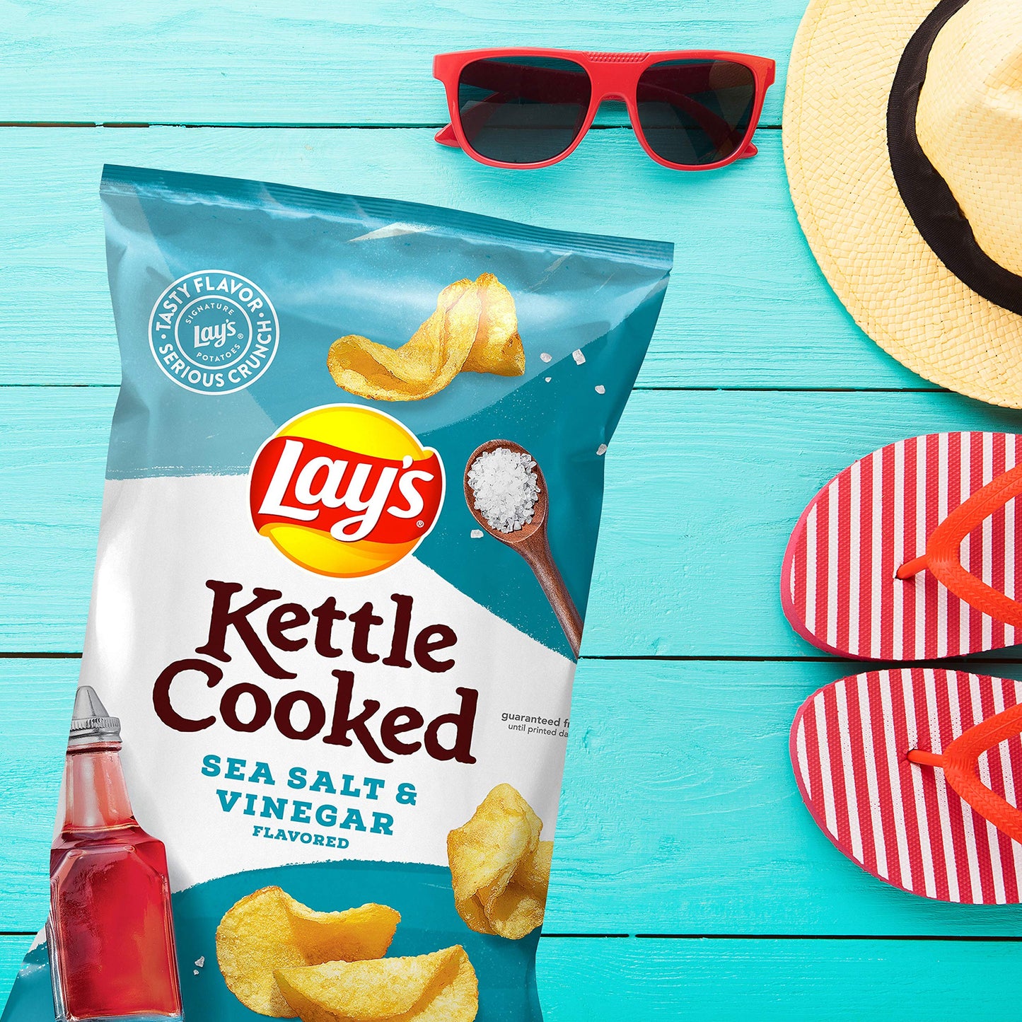Lay'S Kettle Cooked Sea Salt & Vinegar Flavored Potato Chips, 8 Oz