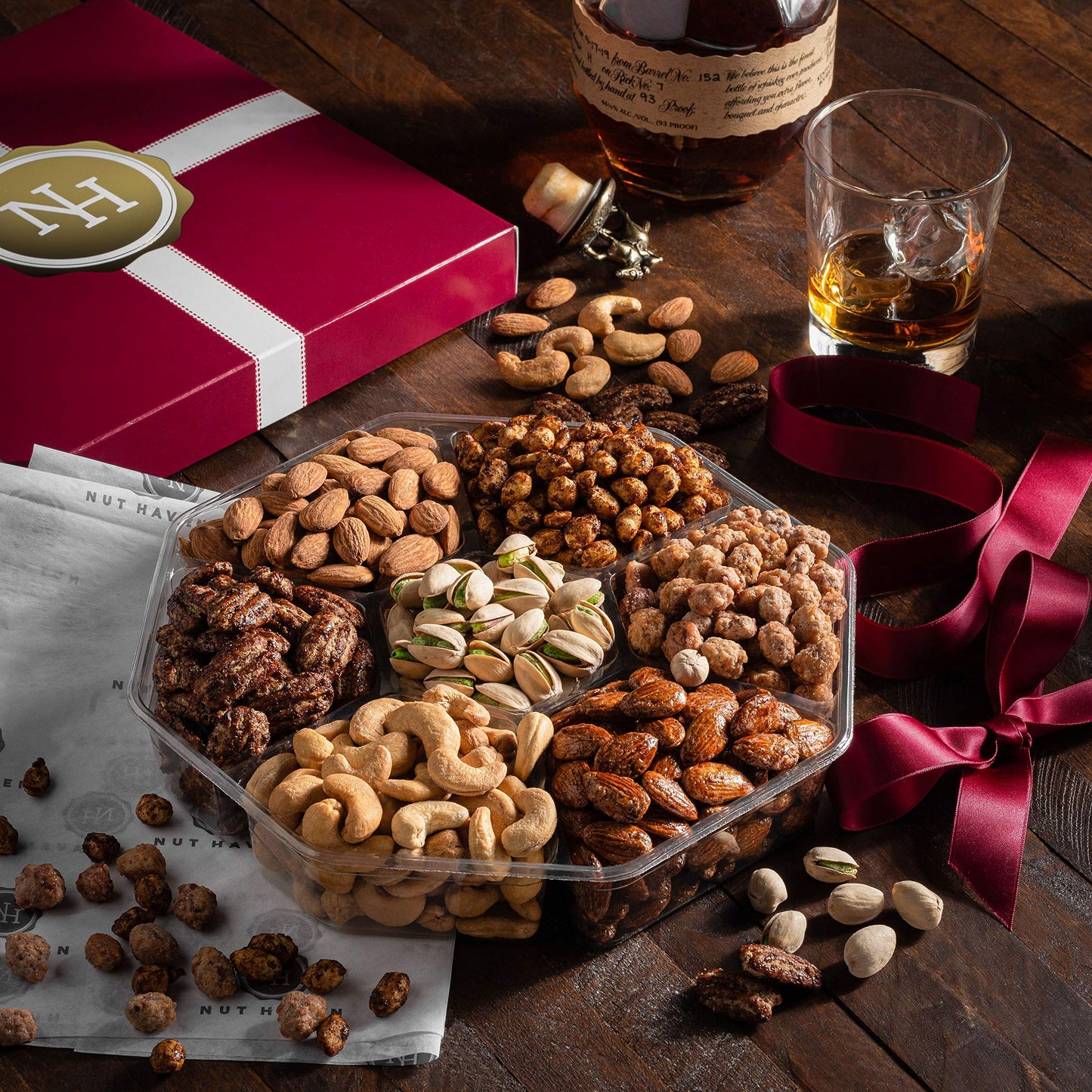 Nut Haven Holiday Nuts Gift Basket - Extra Large Assortment of Sweet & Roasted Gourmet Nuts for Christmas, Thanksgiving