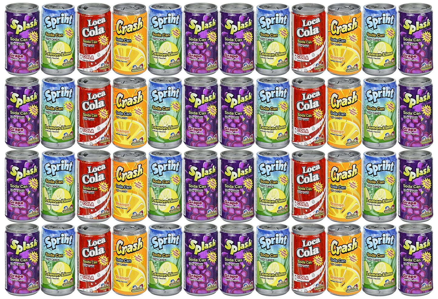 Set Of 48 - .25Oz Mini Soda Can Fizzy Candy! - Goody Bag Filler - Party Favor - 4 Assorted Flavors!