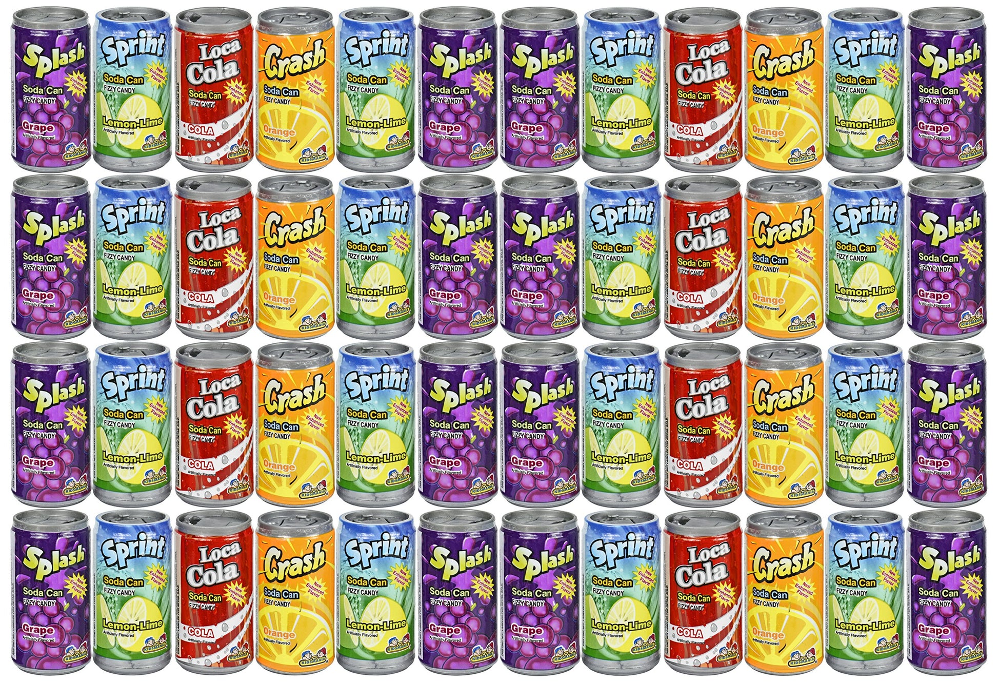 Set Of 48 - .25Oz Mini Soda Can Fizzy Candy! - Goody Bag Filler - Party Favor - 4 Assorted Flavors!