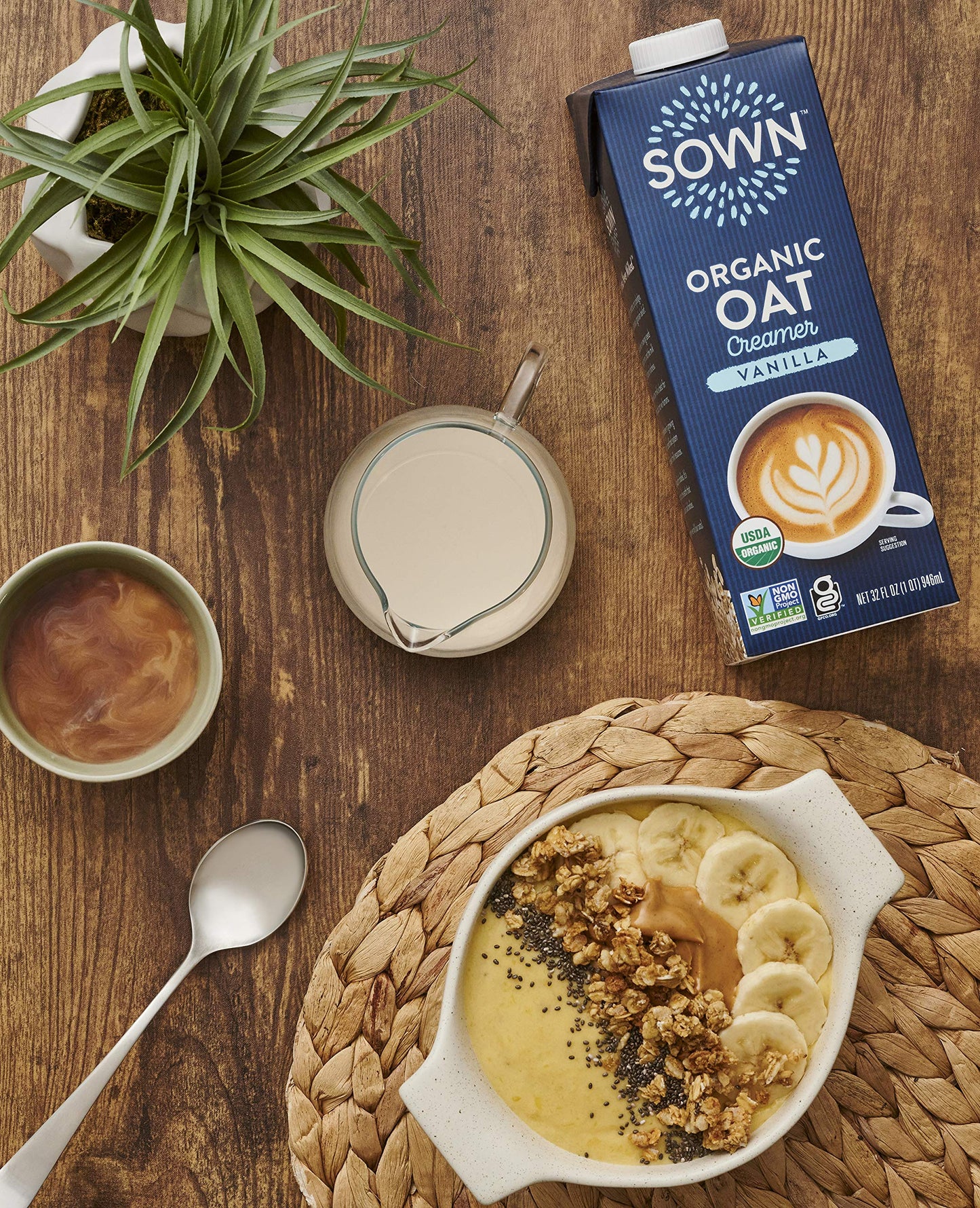 SOWN Organic Oat Creamer Vanilla - Barista Oat Milk Non Dairy Coffee Creamer - Plant Based, Dairy-Free, Vegan, Gluten-Free, Non-