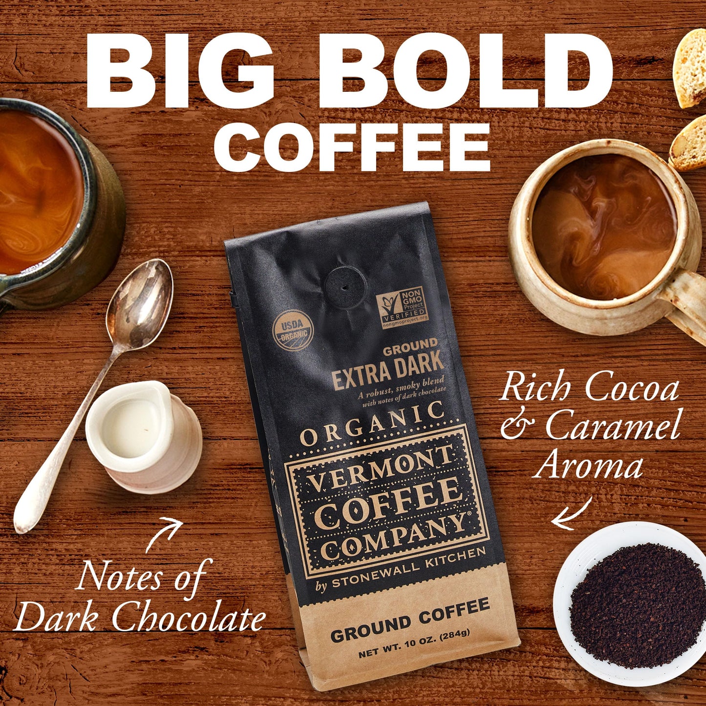 Vermont Coffee Company  Organic Extra Dark Roast Ground Coffee  10oz.  Made in the USA