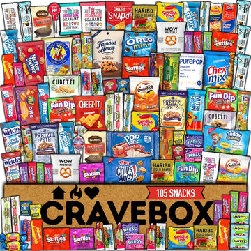 CRAVEBOX Snack Box Variety Pack Care Package (105 Count) - Christmas  Gift Box