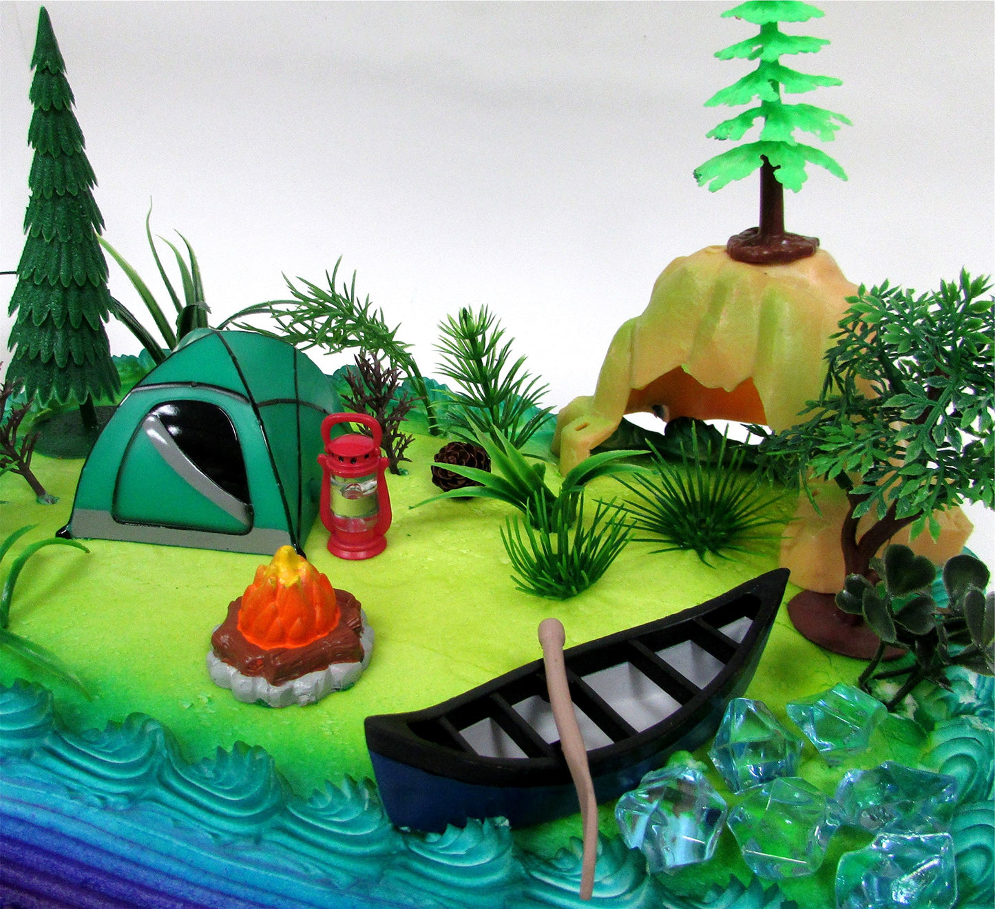 Nature Scene CAMPING 20 Piece Birthday CAKE Topper Set, Featuring Camping Items and Decorative Themed Accessories