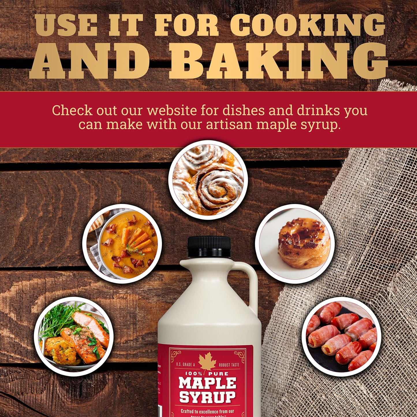 Lincoln County Reserve Grade B Maple Syrup, 100% Pure, Bold Flavor, 32 Oz Jug