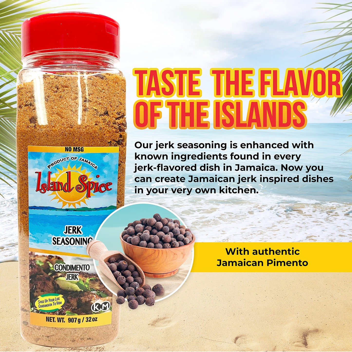 Island Spice Jerk Seasoning 32 ounces - Gluten-Free Vegan-Friendly Dry Rub with Real Jamaican Pimento - Authentic Jerk Flavors a