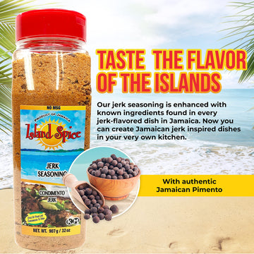 Island Spice Jerk Seasoning 32 ounces - Gluten-Free Vegan-Friendly Dry Rub with Real Jamaican Pimento - Authentic Jerk Flavors a
