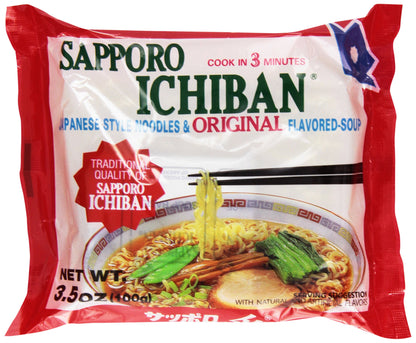 Sapporo Ichiban Japanese Style Noodles & Original Flavored Soup, 3.5 Oz