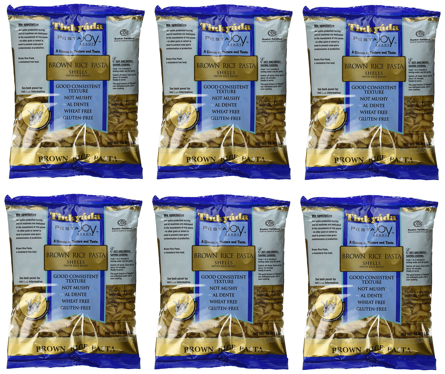 Tinkyada Brown Rice Pasta Shells Gluten Free, 16-Ounce (Pack Of 6)