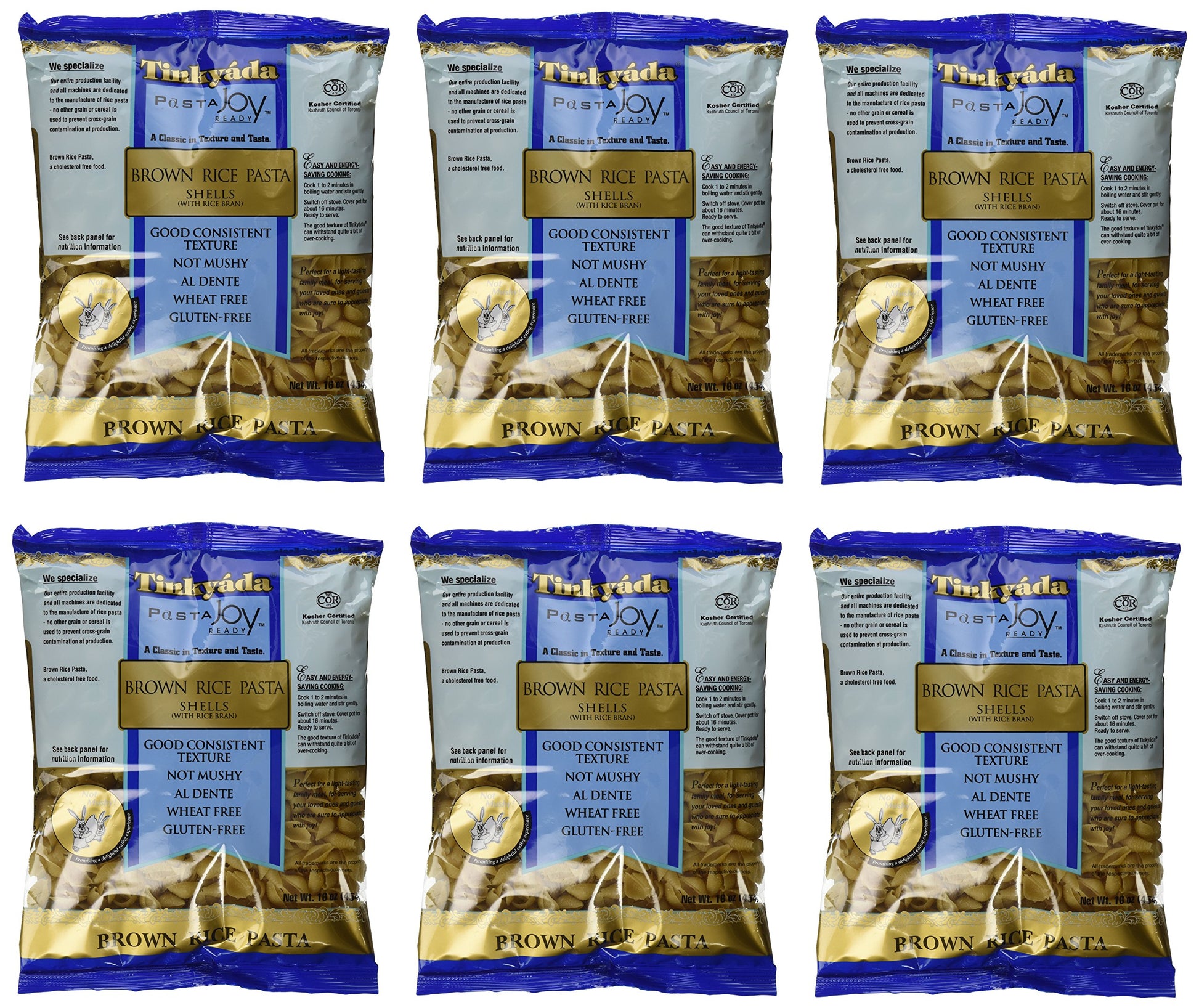 Tinkyada Brown Rice Pasta Shells Gluten Free, 16-Ounce (Pack Of 6)