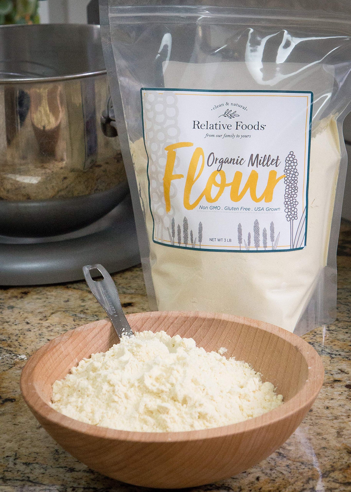 Millet Flour 3 pounds USDA Organic, certified gluten free, sourced 100% from the USA dry milled with no additives