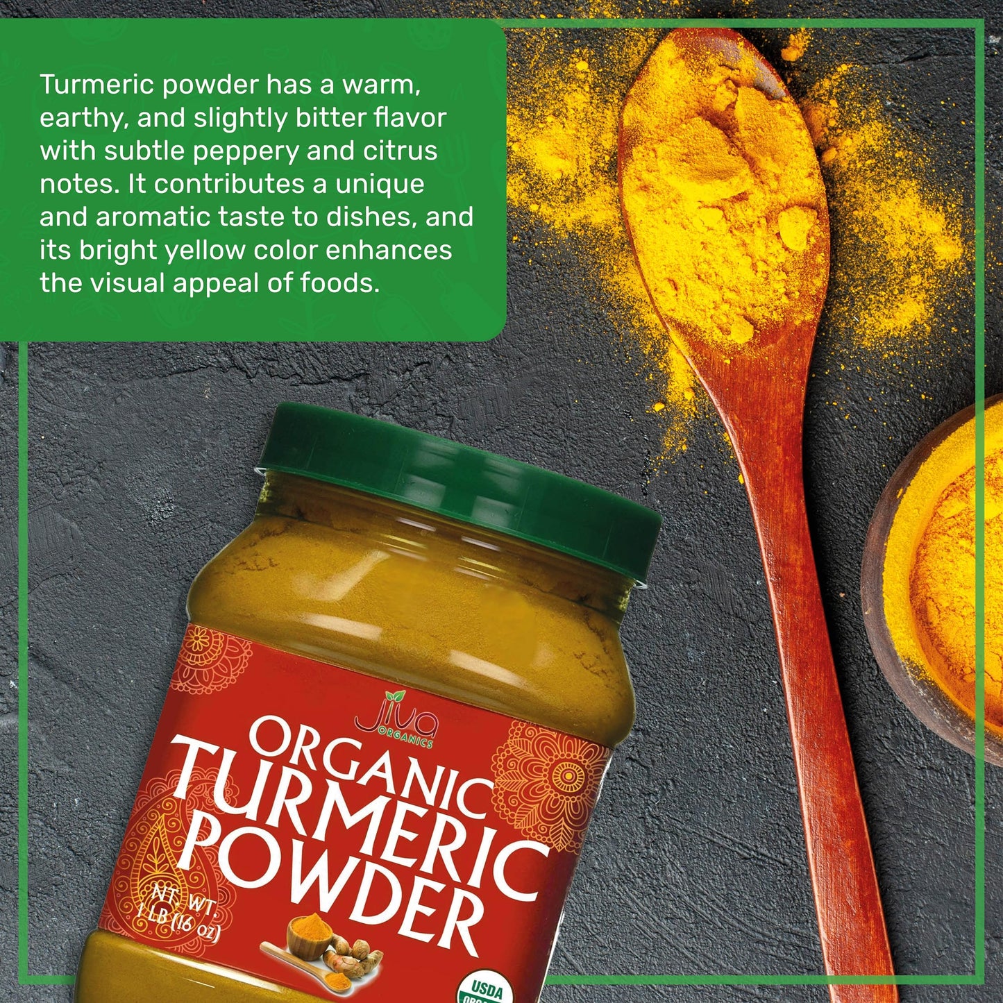 Jiva Organics Organic Turmeric Powder 1 Pound Jar - 100% Raw, Lab Tested Curcumin from India - Yellow Superfood