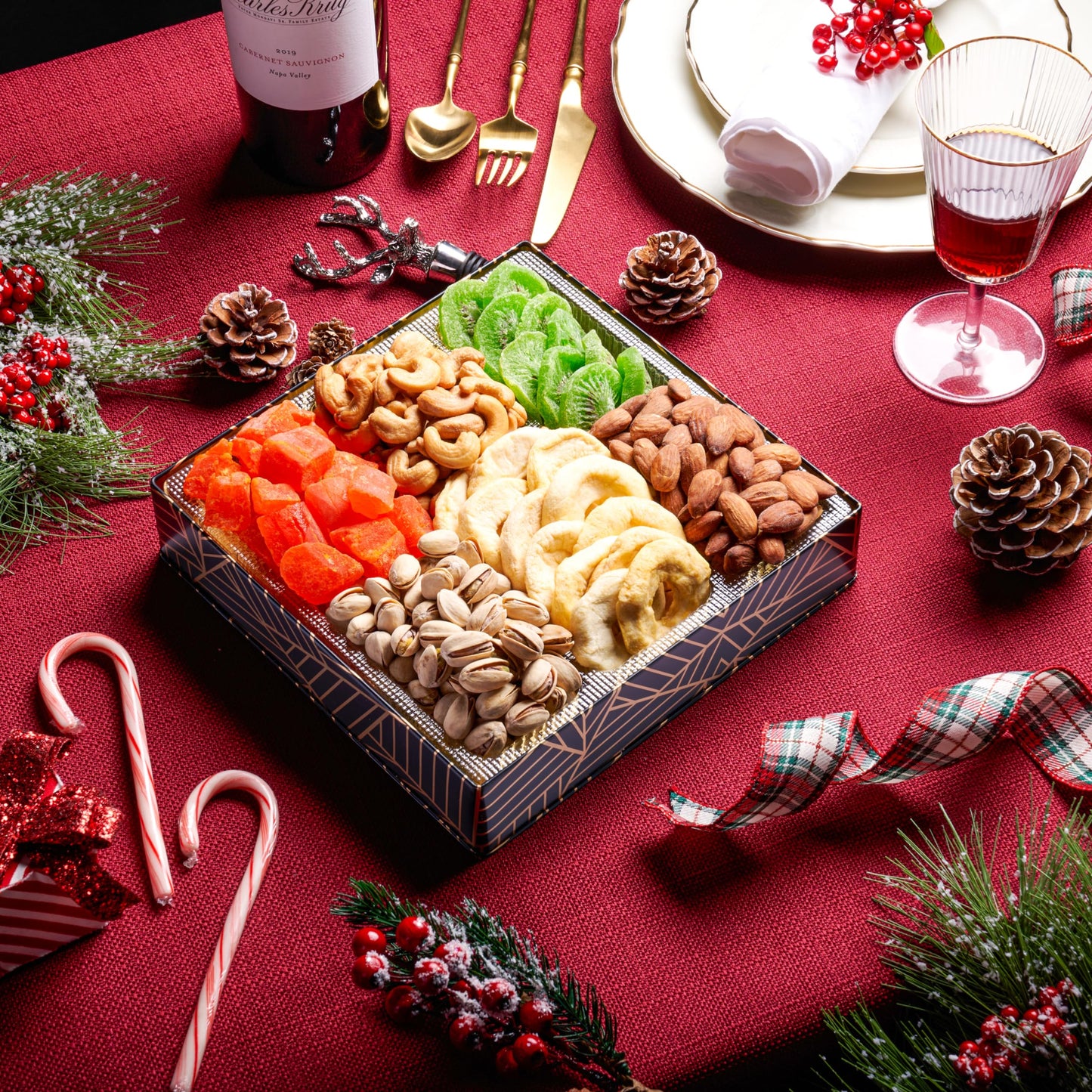 Oh! Nuts Dried Fruit And Nuts Gift Basket - Premium Dried Fruits & Nuts Square Gift Tin For Special Occasions - Birthday, Annive