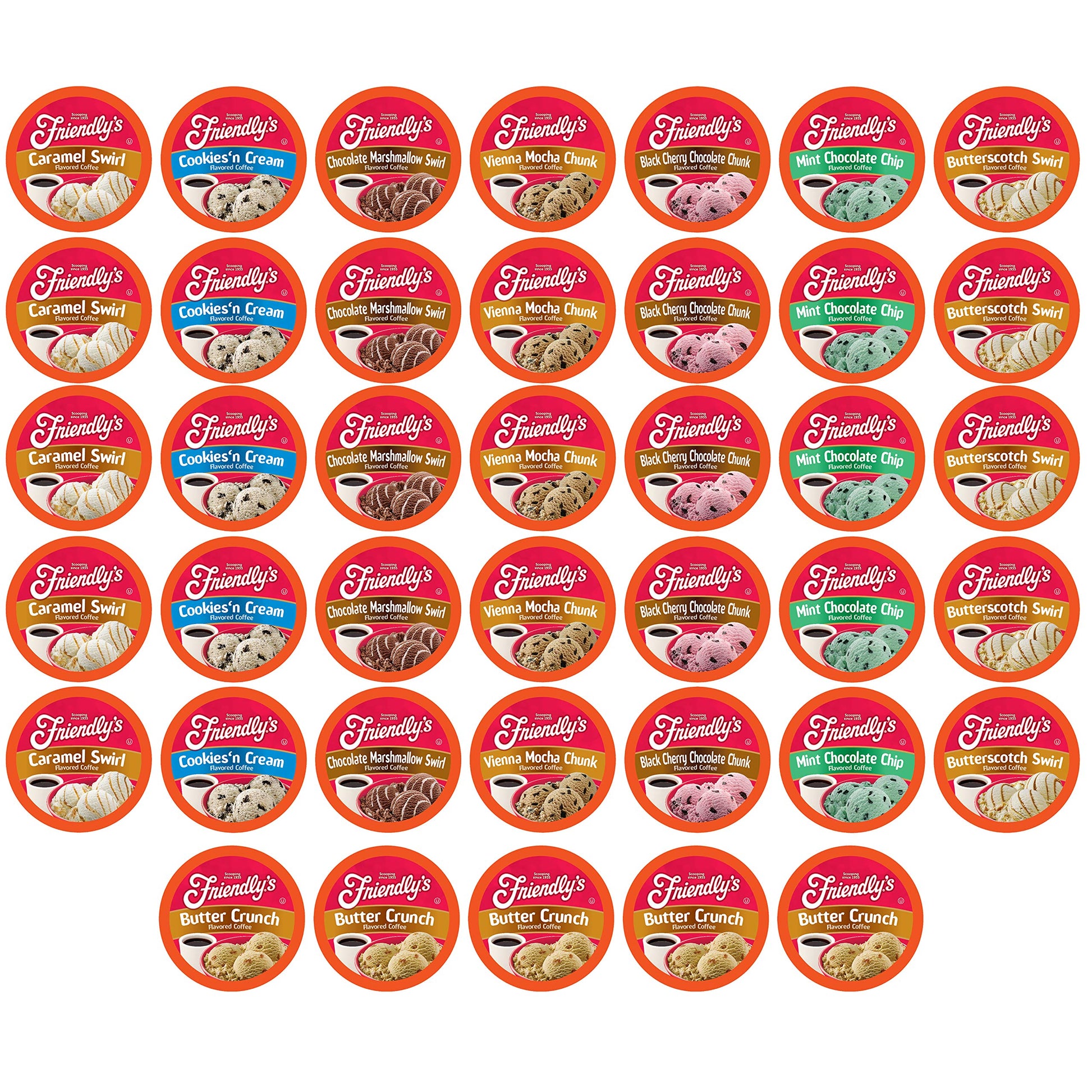 Friendlys Coffee Pods Assorted Flavored Ice Cream Variety Pack, Compatible with Keurig K Cup Brewers, 40 Count
