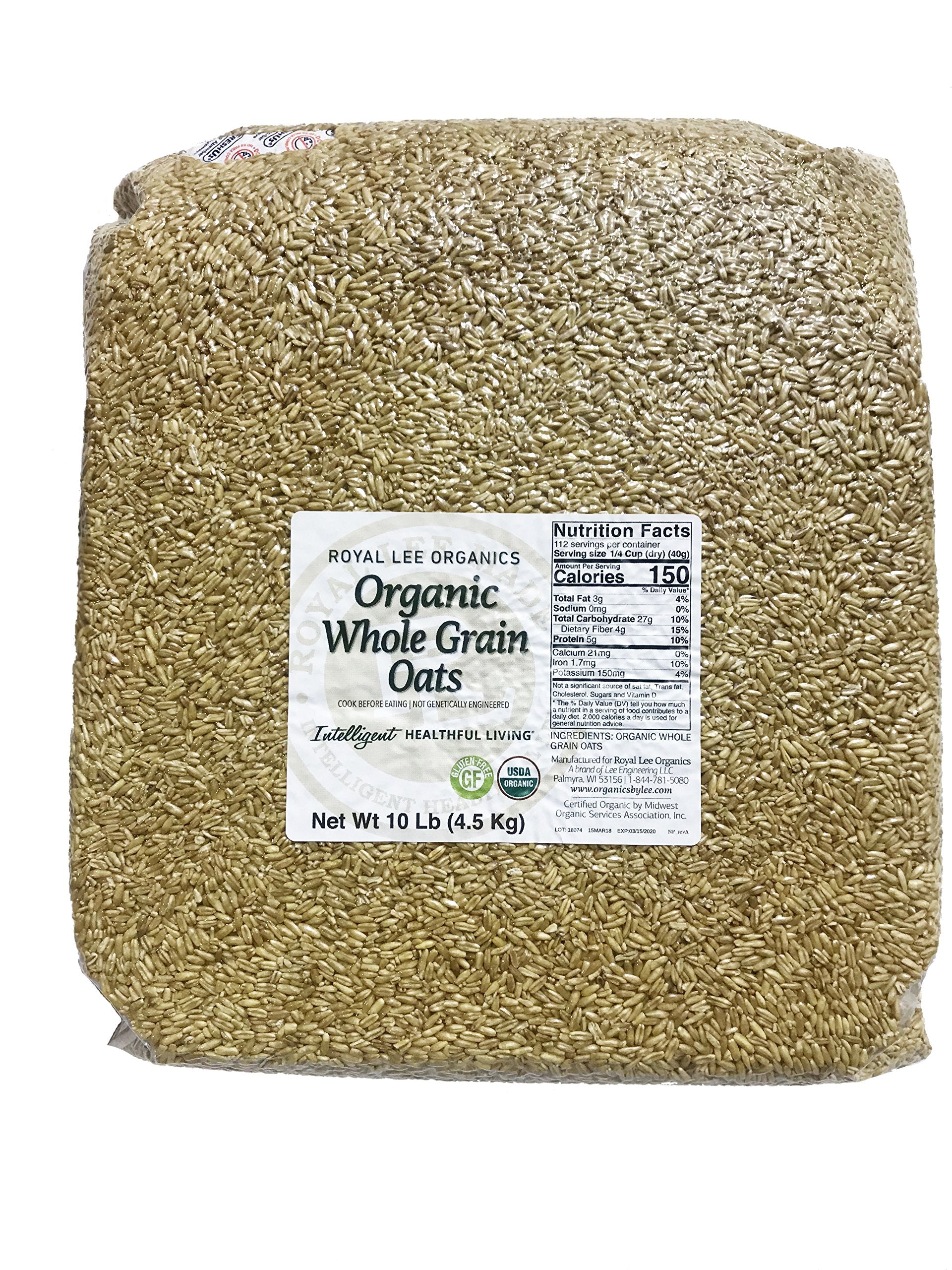 Royal Lee Organics Organic Gluten Free Grain Oat Groats 10 Lb Bag