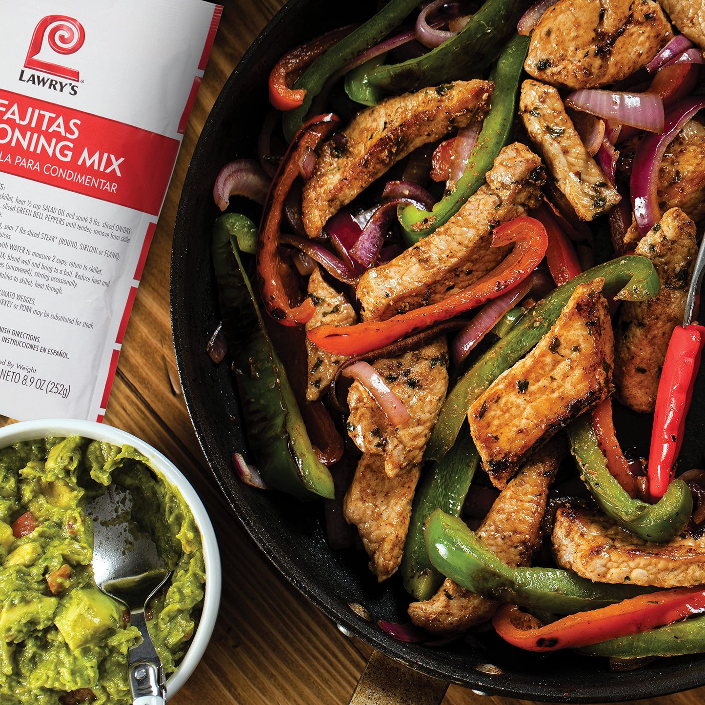 Lawrys Fajitas Seasoning Mix, 8.9 oz - Flavor for Steak, Chicken, Rice, Jambalaya, Fajitas - Pack of 1 - Red and White