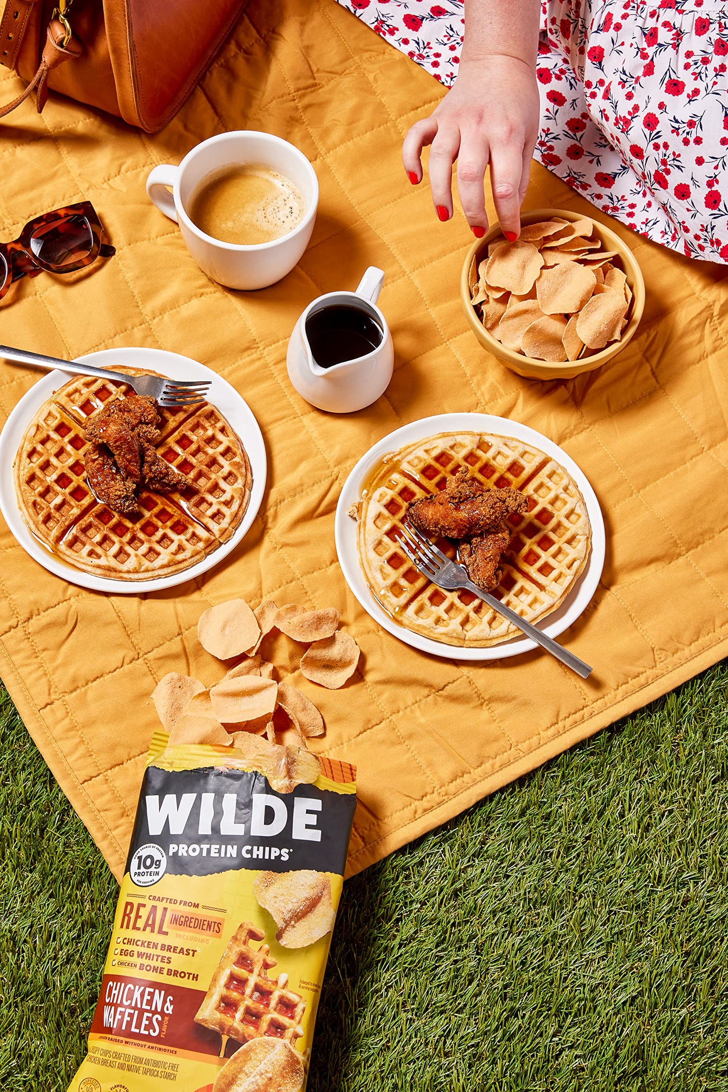 Wilde Chicken & Waffles Protein Chips, Thin And Crispy, High Protein, Keto, Made With Real Ingredients, 2.25Oz Bags (Pack Of 3)