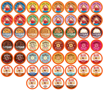 Coffee Pod Variety Packs Flavored Sampler, Assorted, Compatible with 2.0 K-Cup Brewers, 52 Count