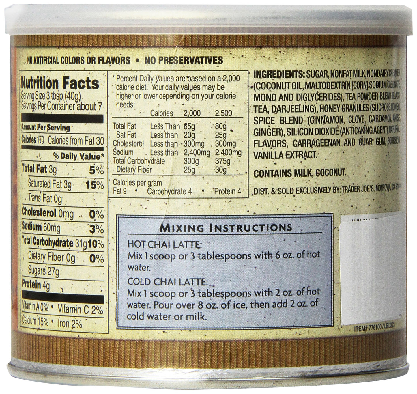 Trader Joe'S Spicy Chai Latte 10 Oz (2 Pack)
