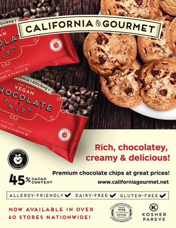 45% Cocoa Vegan Chocolate Chips Dairy Free Kosher Gluten Free Nut Free 9 Oz. Bags (6 Pack) Now Available