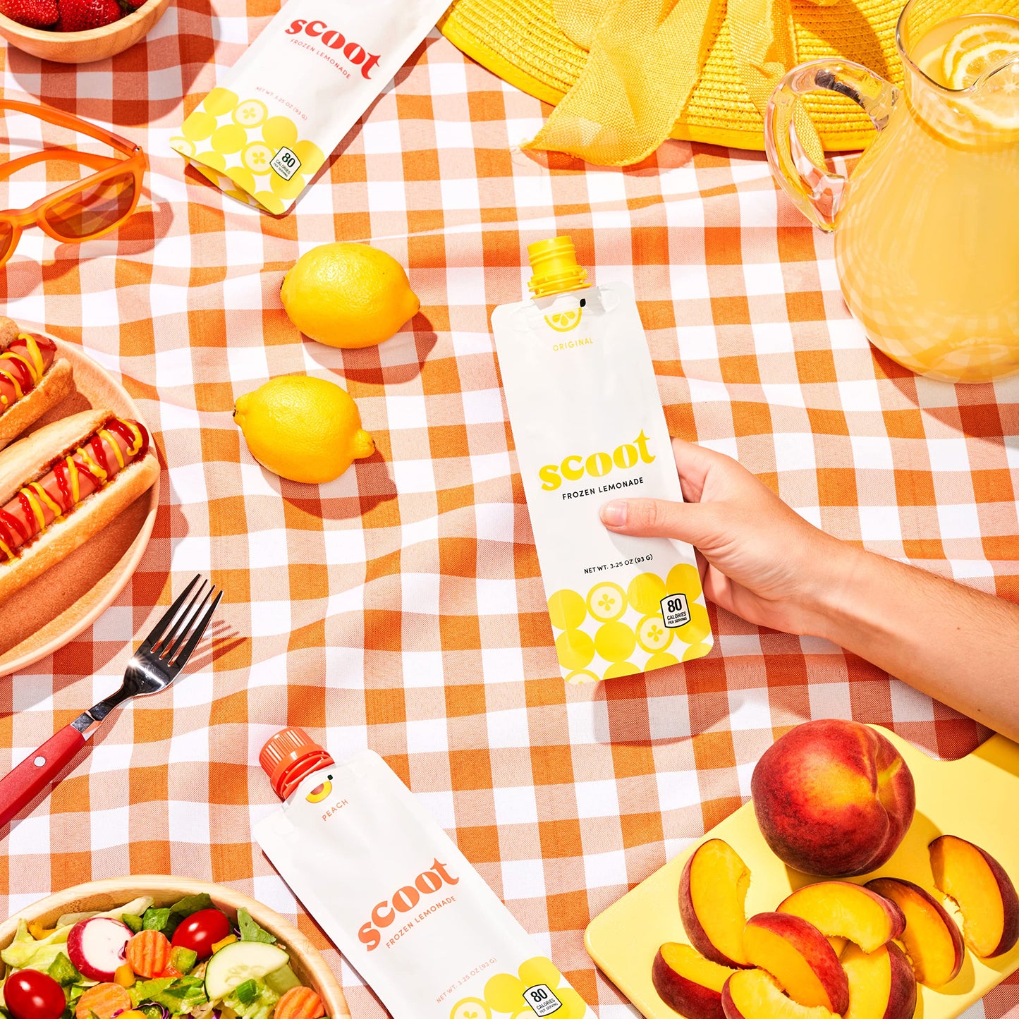 Scoot Frozen Lemonade Variety 12 Pack Featuring Original, Peach, And Strawberry Flavors. 12-3.25-Ounce Shelf-Stable Pouches, Rea