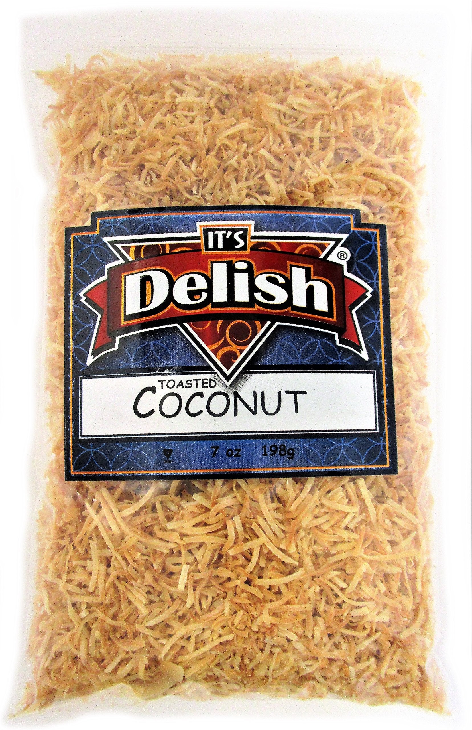 Gourmet Toasted Unsweetened Coconut Fancy Shred Flakes By It'S Delish - 5 Lbs Bulk Bag - Snacks And Salad Food Crunch - Roasted