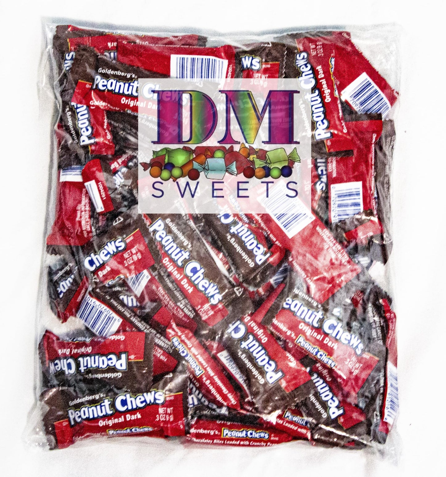 Goldenberg's Peanut Chews - 1.5 lbs Original Dark Chocolate Mini Wrapped Candy Bars