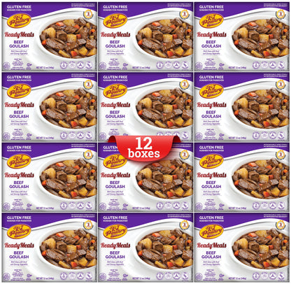 KJ Poultry Kosher for Passover Gluten Free Meals, Beef Goulash Stew with Vegetables (12 Pack) Prepared Entree Fully Cooked, Shel
