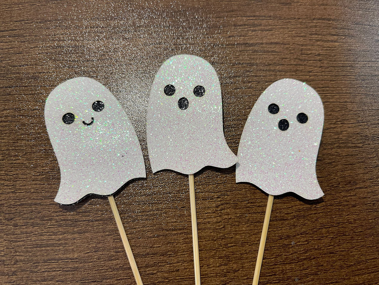 White Glitter Halloween Ghost Cupcake Toppers Baby Ghost Cupcake Toppers Halloween Baby Shower Cupcake Toppers For Halloween Gho