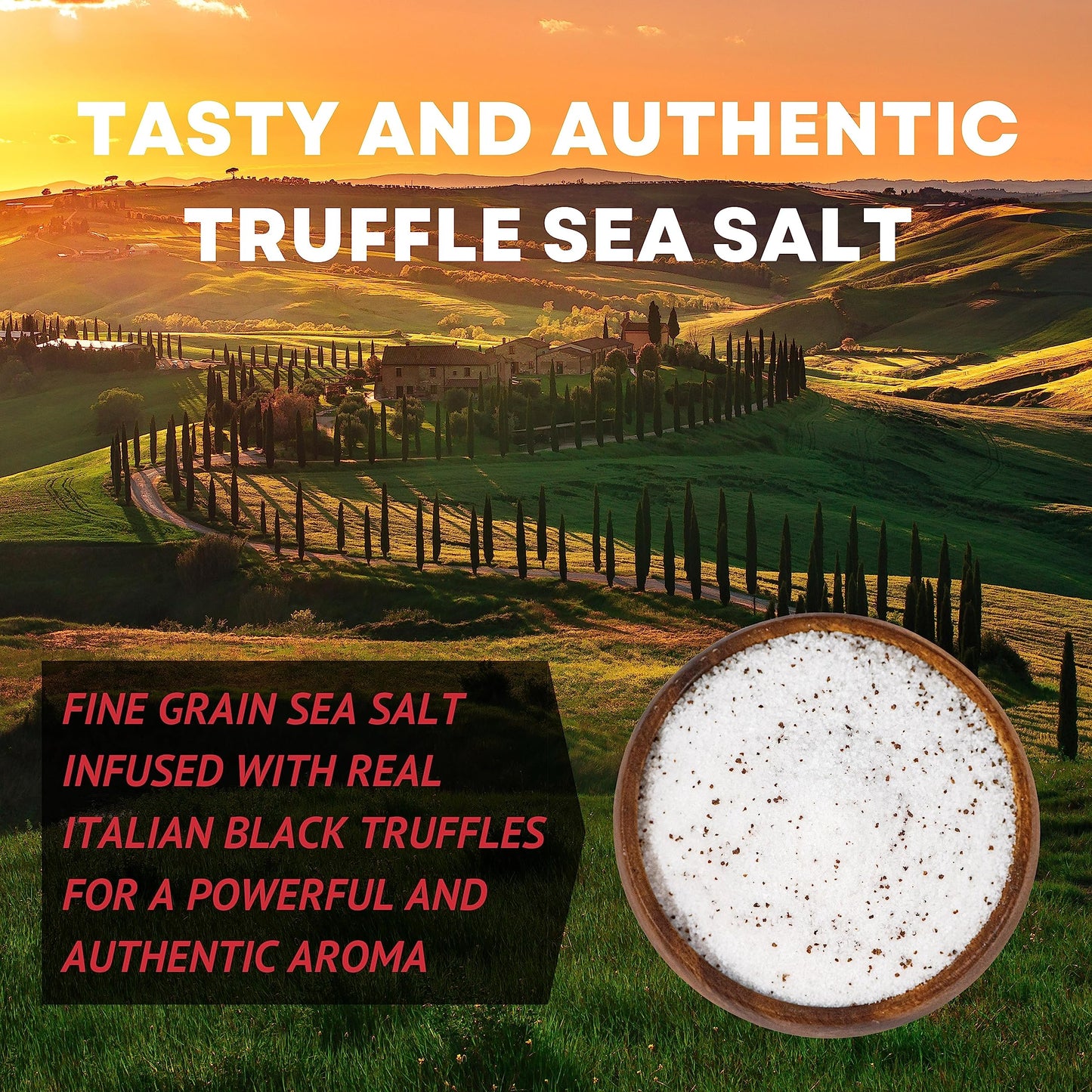 Italian Black Truffle Sea Salt  Natural Black for Soups and Sauces  Smooth & Rich Truffle Infused Gourmet Salt  14 oz Bag  Caravel Gourmet
