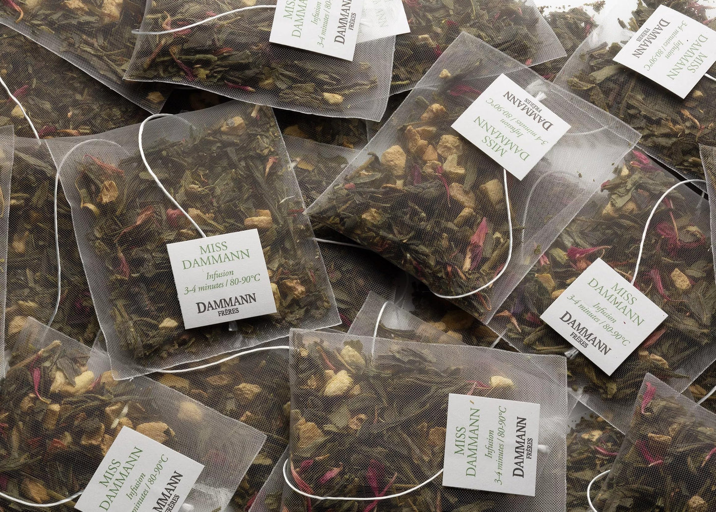 Dammann Freres Sachets  Miss Dammann Tea Bags  enhanced Gourmet French Green Tea  Blend Ginger  Passion Fruit  Lime Flavors  25 Count (Single Pack)