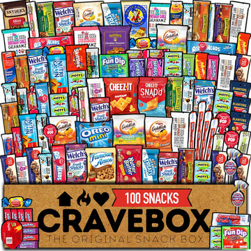 CRAVEBOX Snack Box (100 Count) Halloween Variety Pack Care Package Gift Basket Adult Kid Guy Girl Women Men Birthday College Stu