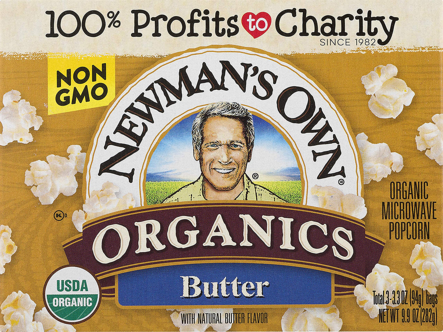 Newmans Own Organic Pops Corn Microwave Popcorn, Butter, 3 Count