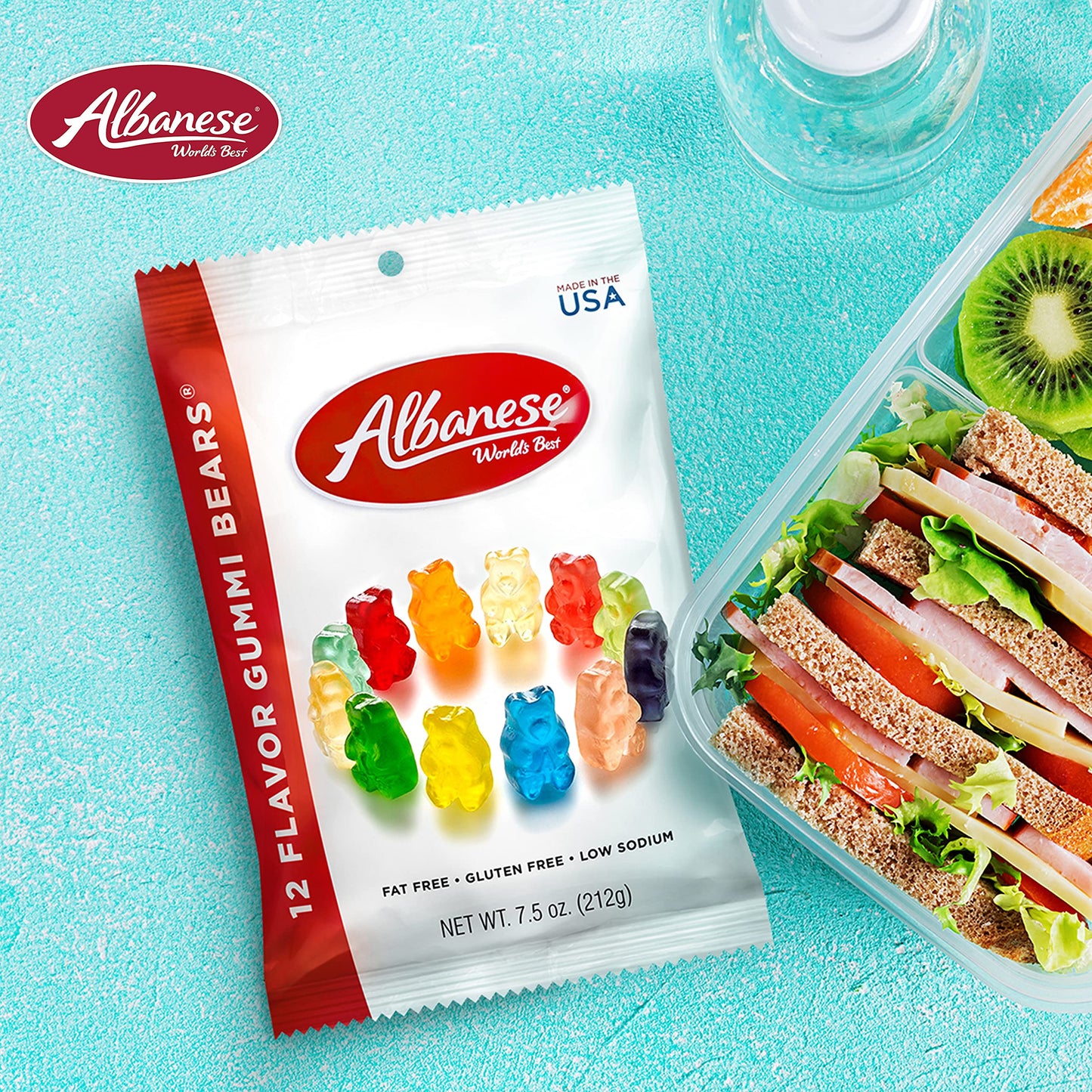 Albanese World's Best 12 Flavor Gummi Bears, 7.5oz Bag of Candy (Pack of 12), Individually Wrapped Soft & Chewy Candy Snacks, Fr