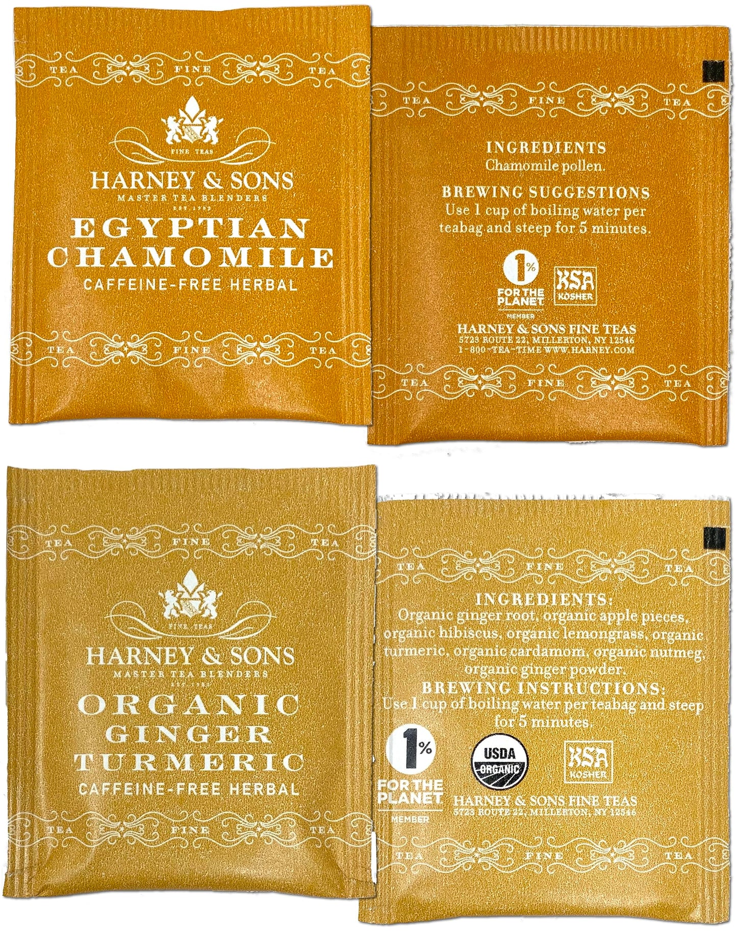 Harney & Sons Assorted Tea Bag Sampler, 40 Count, Caffeine Free Herbal Tea Variety Pack