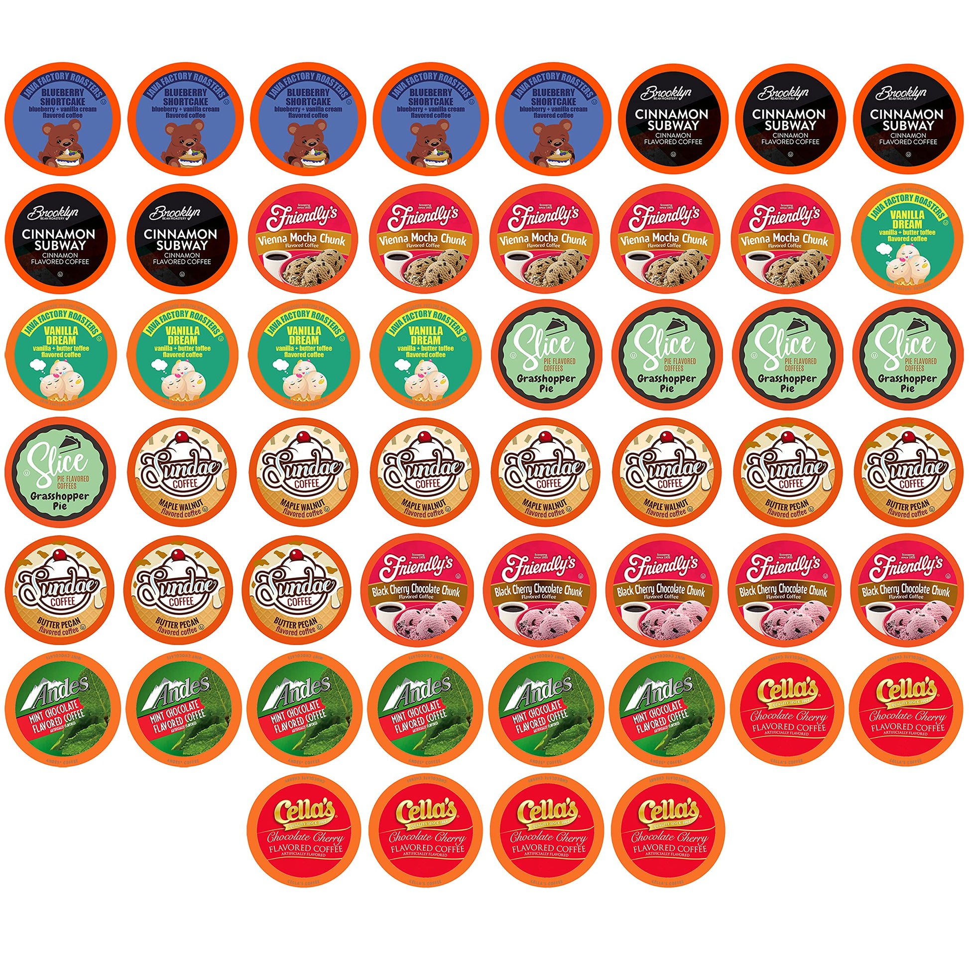 Two Rivers Coffee Flavored Coffee Pods Sampler, Assorted Variety Pack, 52 Count, Compatible with K Cup Brewers