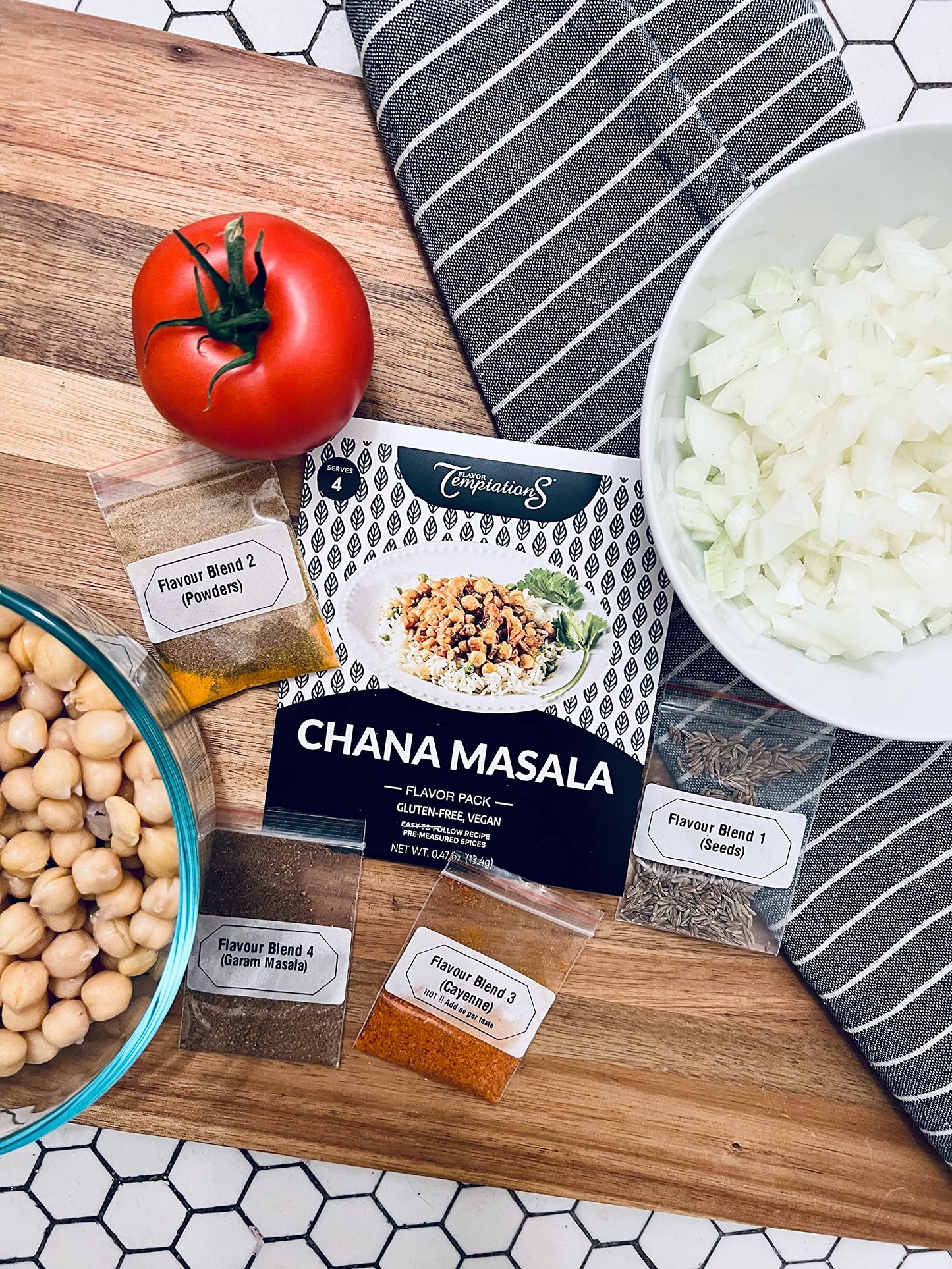 Indian Vegetarian Food Cooking Gift Set | 3 Cook-From-Scratch Spice Kits Make Chana Masala, Spicy Potato Curry, Paneer Tikka Mas