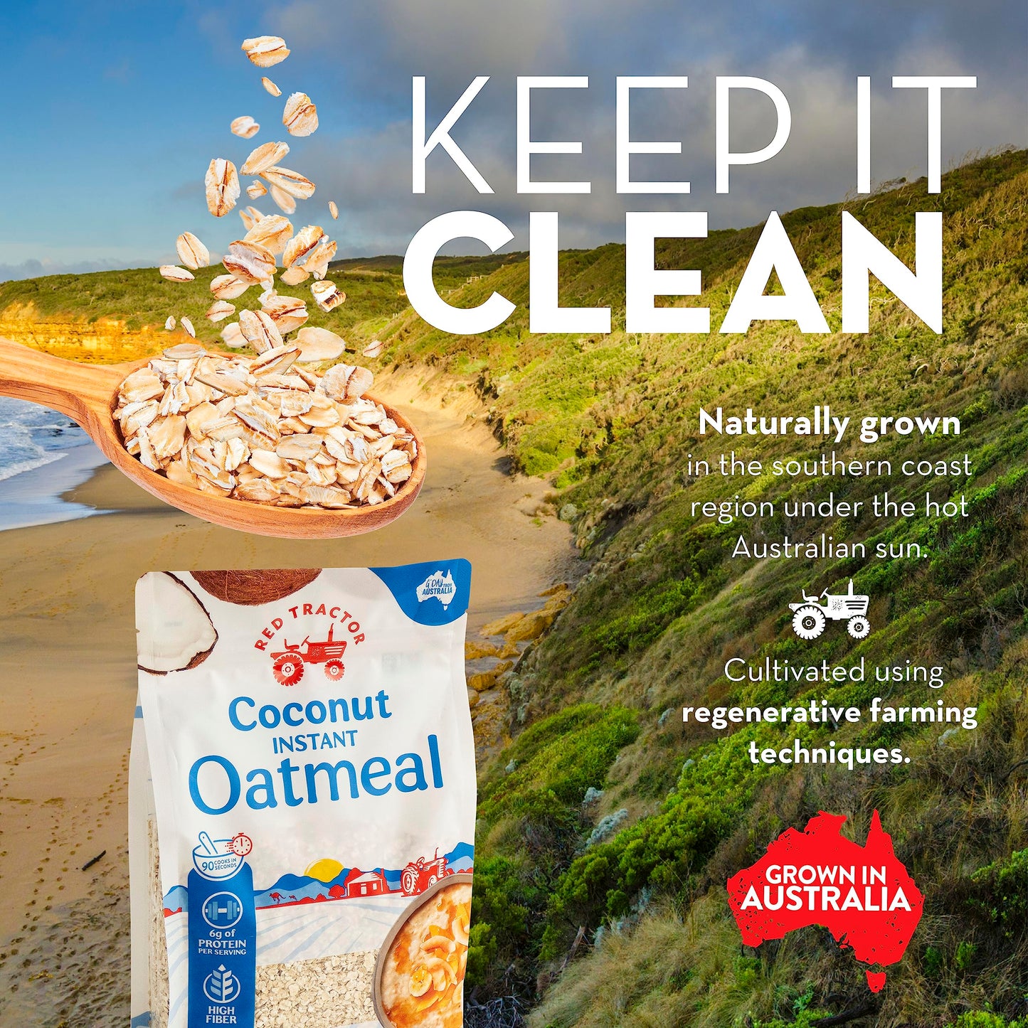 Red Tractor creamy Style coconut Instant Oats 400g 3 Packs