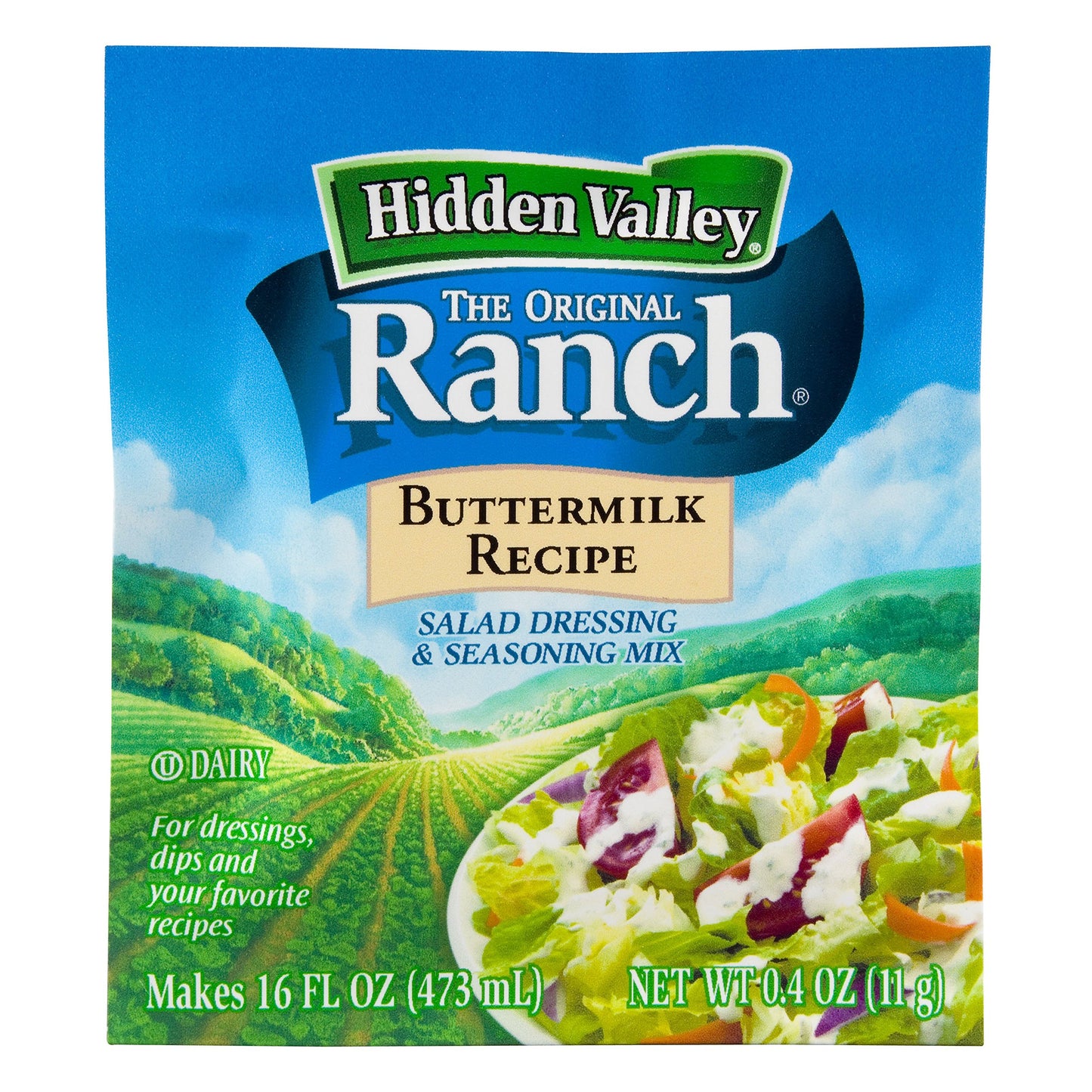 Hidden Valley Buttermilk Ranch Salad Dressing & Seasoning Mix, Gluten Free, 0.38 Ounce (Pack of 24)