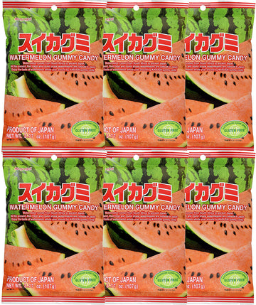 Kasugai Watermelon Gummy Candy 3.77Oz (6 Pack)