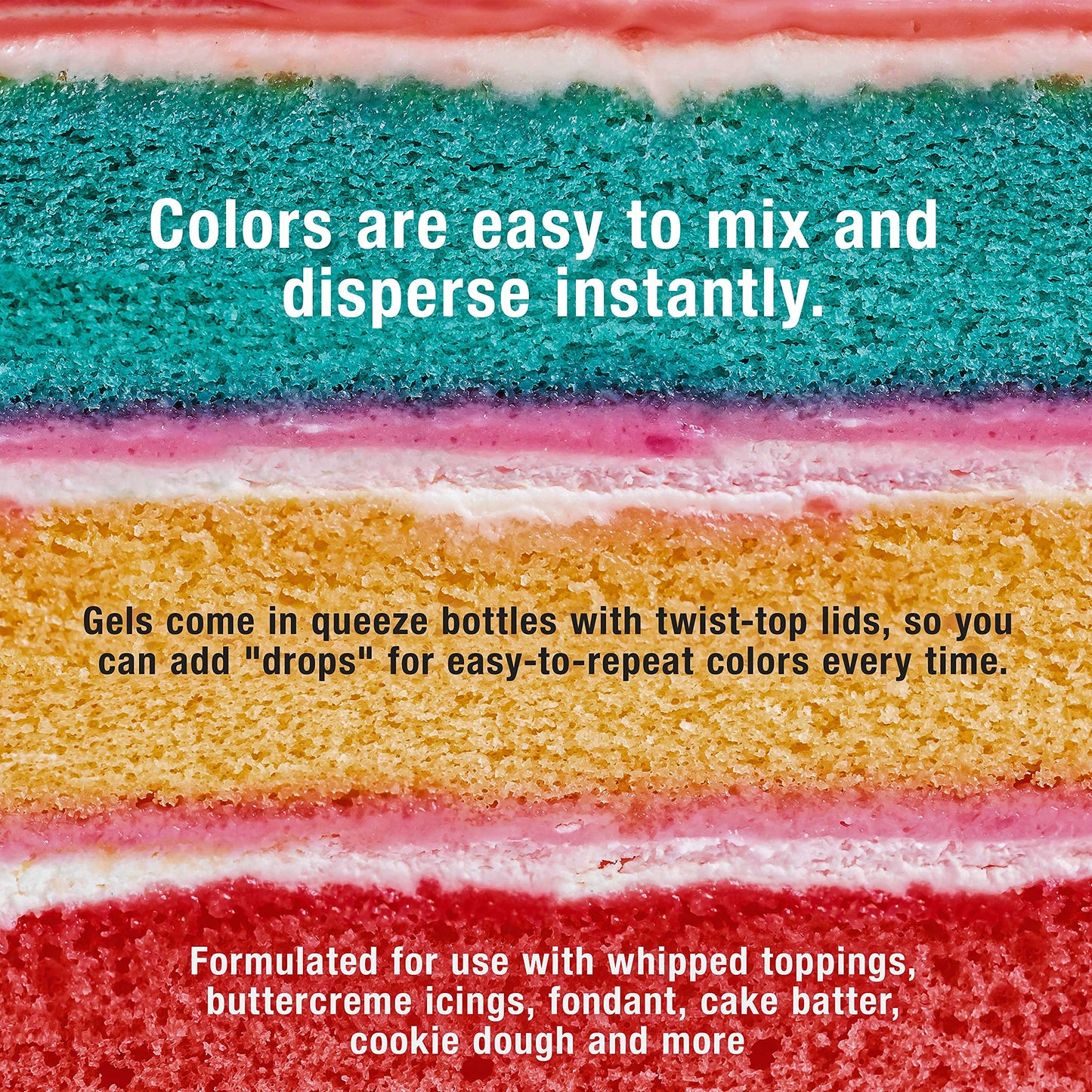 12 Food Color U.S. Cake Supply 2.3-Ounce Liqua-Gel Cake Food Coloring Variety Pack With Color Mixing Wheel - Made In The U.S.A.