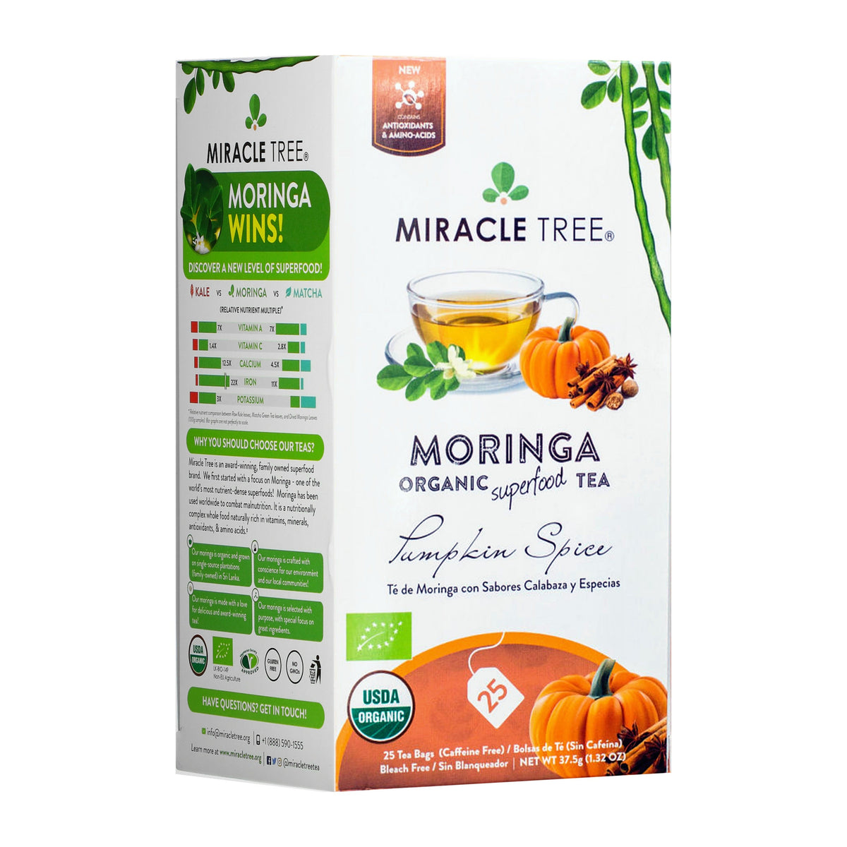 Organic Moringa Tea - Pumpkin Spice - Caffeine-Free Herbal Tea