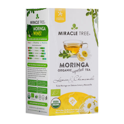 Organic Moringa Tea - Lemon & Chamomile - Caffeine-Free Herbal Tea