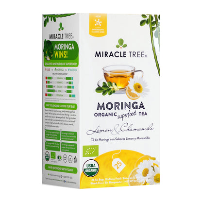 Organic Moringa Tea - Lemon & Chamomile - Caffeine-Free Herbal Tea